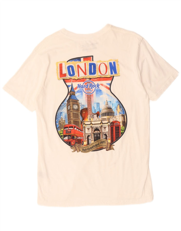 Camiseta masculina Hard Rock Hotel London com estampa gráfica de algodão branco médio