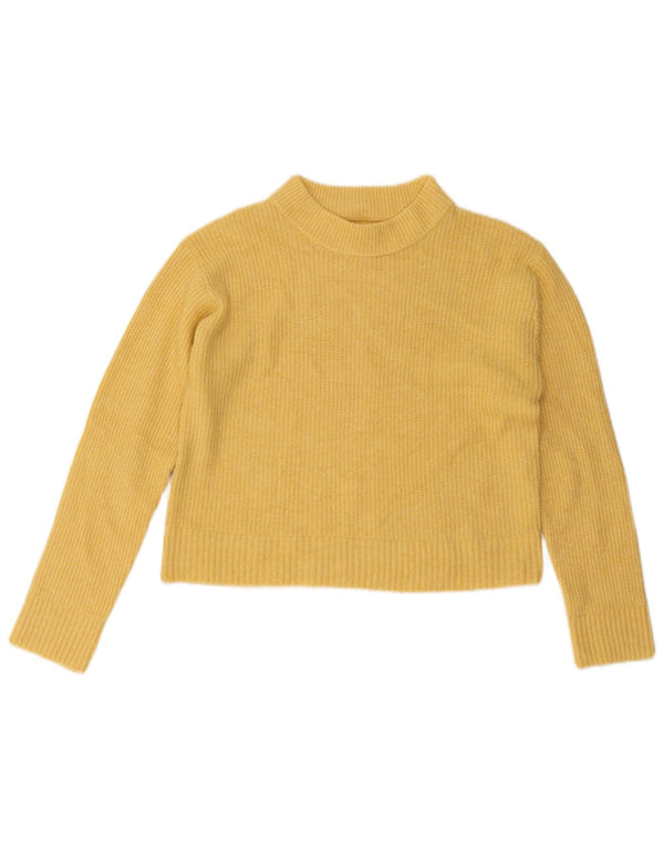 Zara Suéter feminino cropped com gola tartaruga 13-14 anos poliéster amarelo