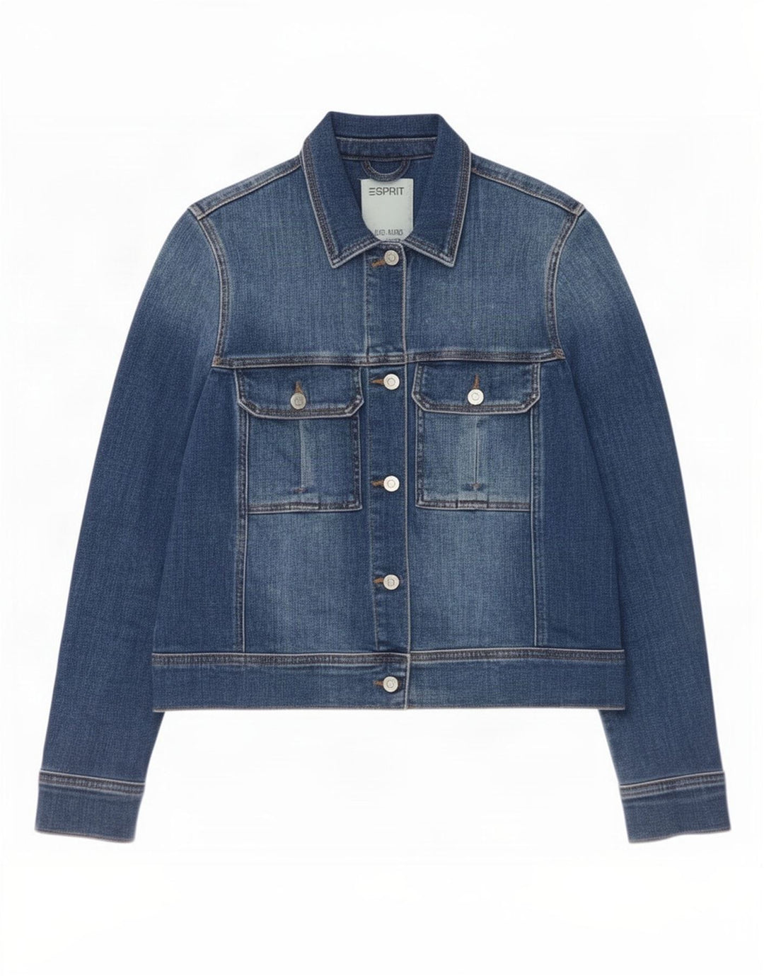 Jaqueta jeans feminina Esprit UK 12 algodão azul médio