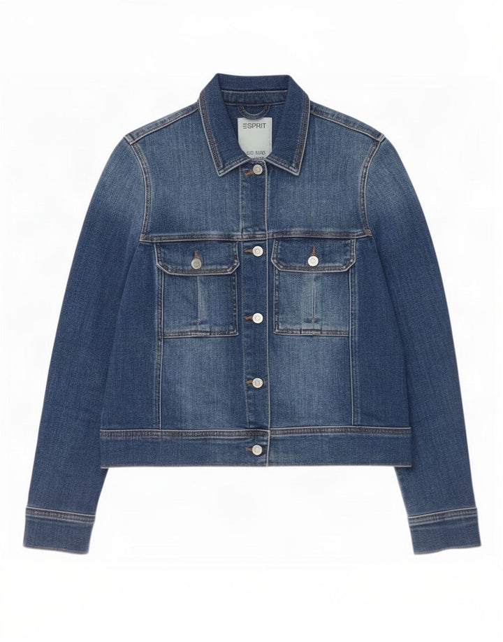 Jaqueta jeans feminina Esprit UK 12 algodão azul médio