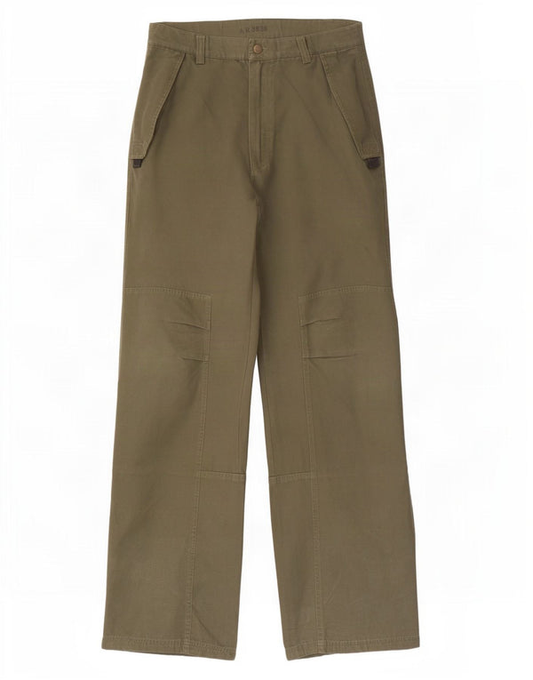 Calça Chino Masculina Vintage de Perna Larga IT 46 Pequeno W30 L32 Algodão Cáqui
