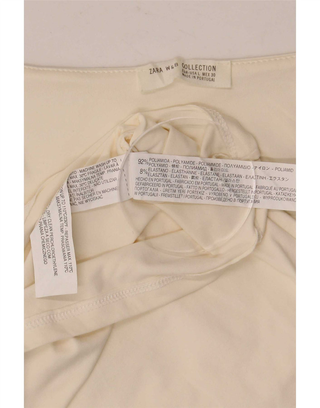 Zara Womens Vest Top UK 14 Grande Off White Poliamida