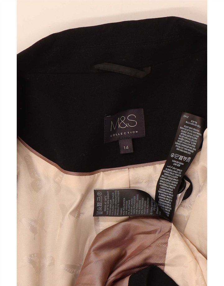 Jaqueta blazer feminina Marks & Spencer com 1 botão Reino Unido 14 poliéster preto médio