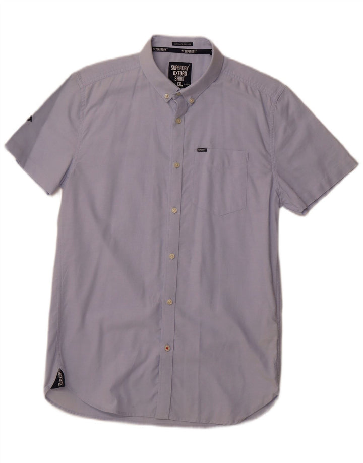 Camisa masculina de manga curta SUPERDRY algodão azul médio