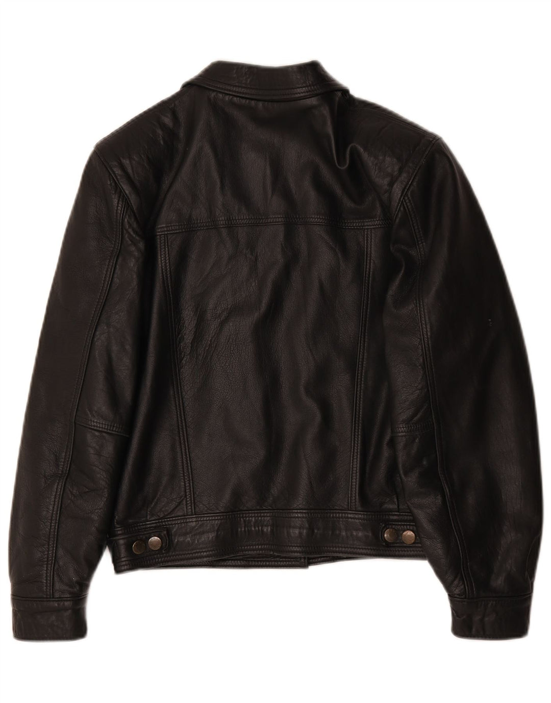 Jaqueta de couro grande vintage feminina UK 10 pequena preta