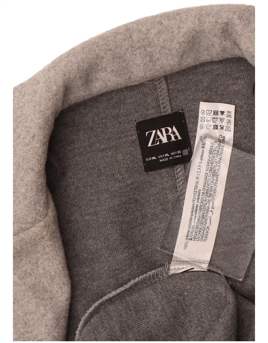 Sobretudo aberto feminino ZARA UK 18 XL cinza poliéster