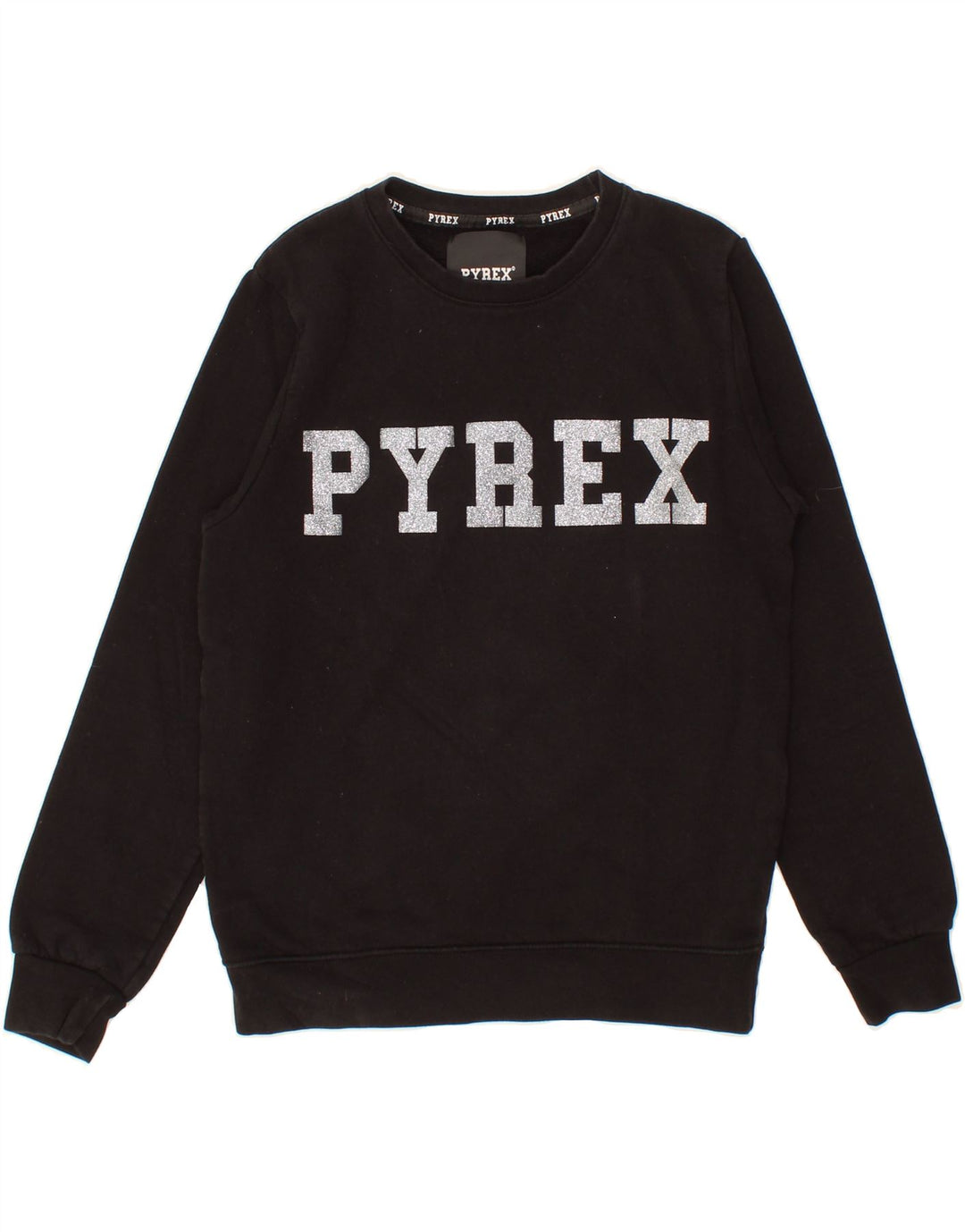 PYREX Girls Graphic Sweatshirt Jumper 12-13 Years Small Black Cotton Vintage Pyrex and Second-Hand Pyrex from Messina Hembry 