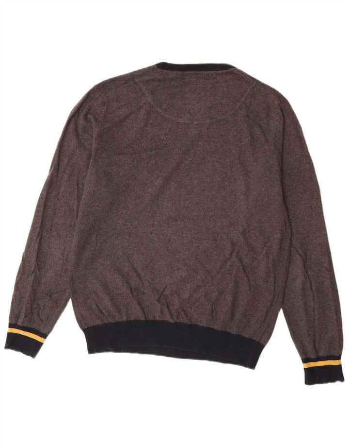 Suéter masculino SUN68 com gola redonda e algodão colorblock cinza médio