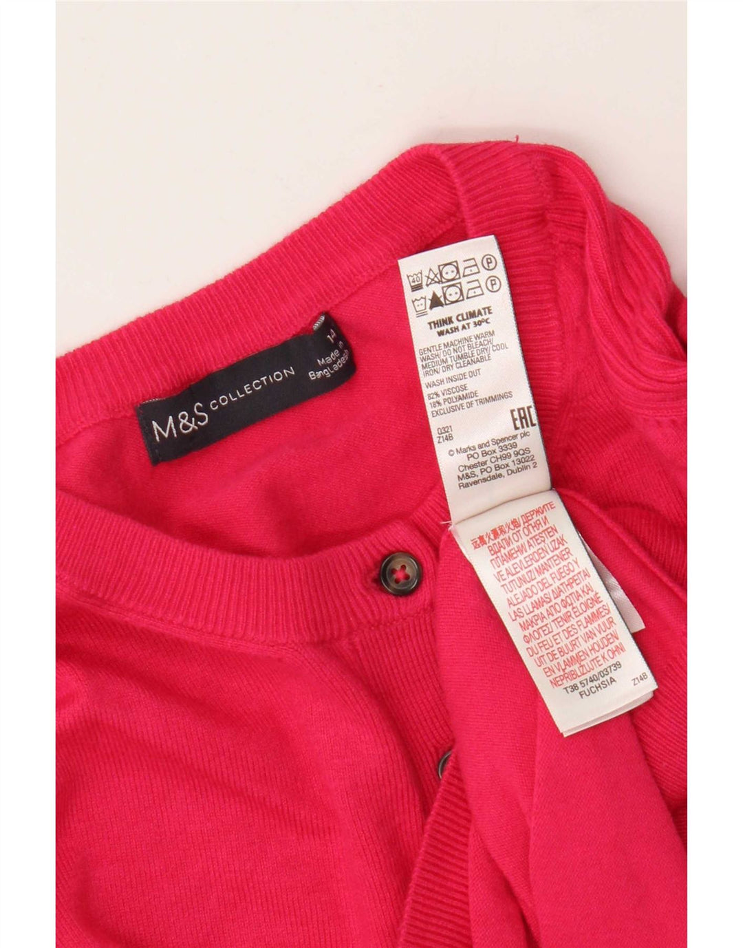 Suéter cardigã feminino Marks & Spencer UK 14 viscose rosa médio