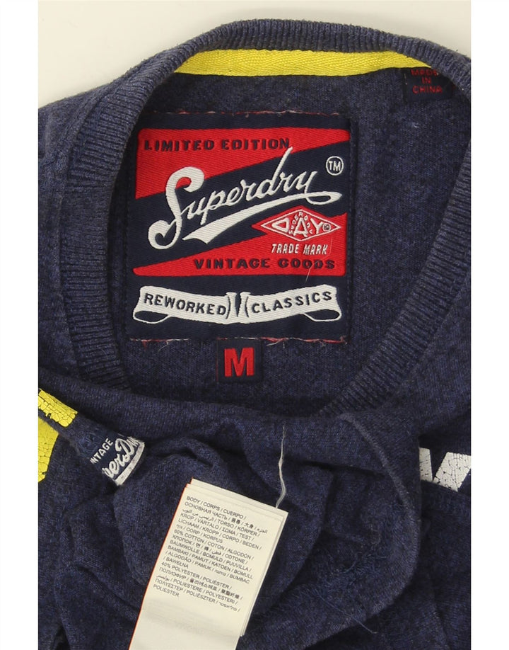 Camiseta masculina gráfica SUPERDRY Top médio algodão azul marinho