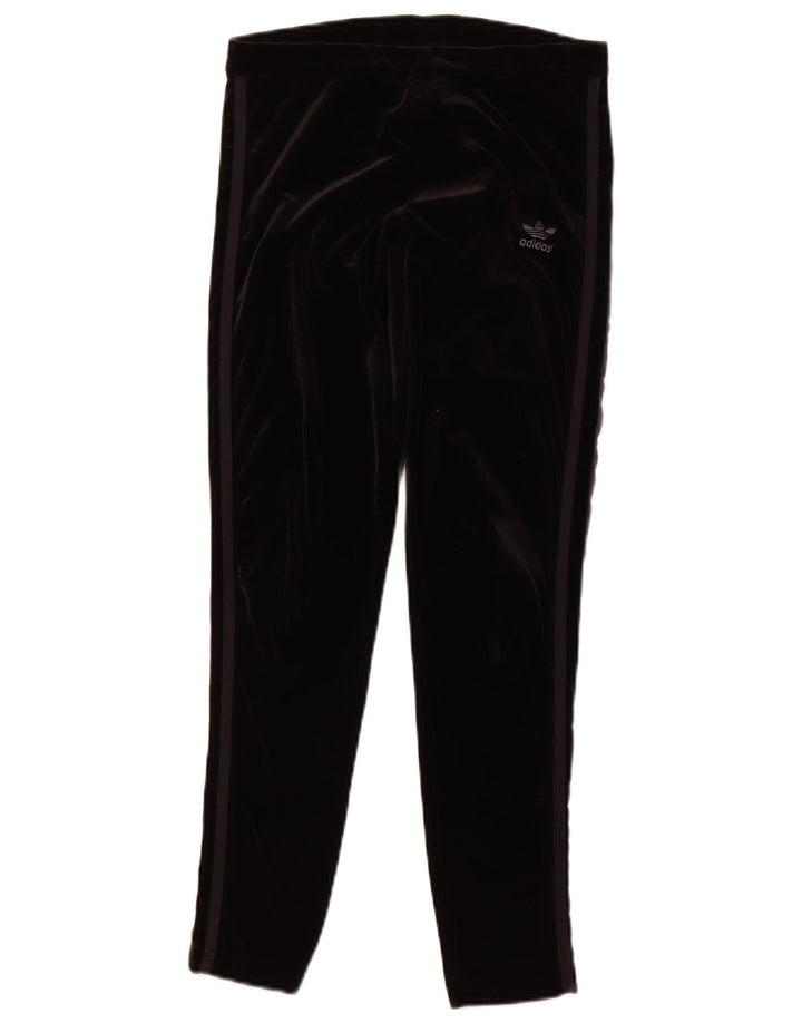 ADIDAS Womens Velour Leggings UK 12 Médio Preto Poliéster