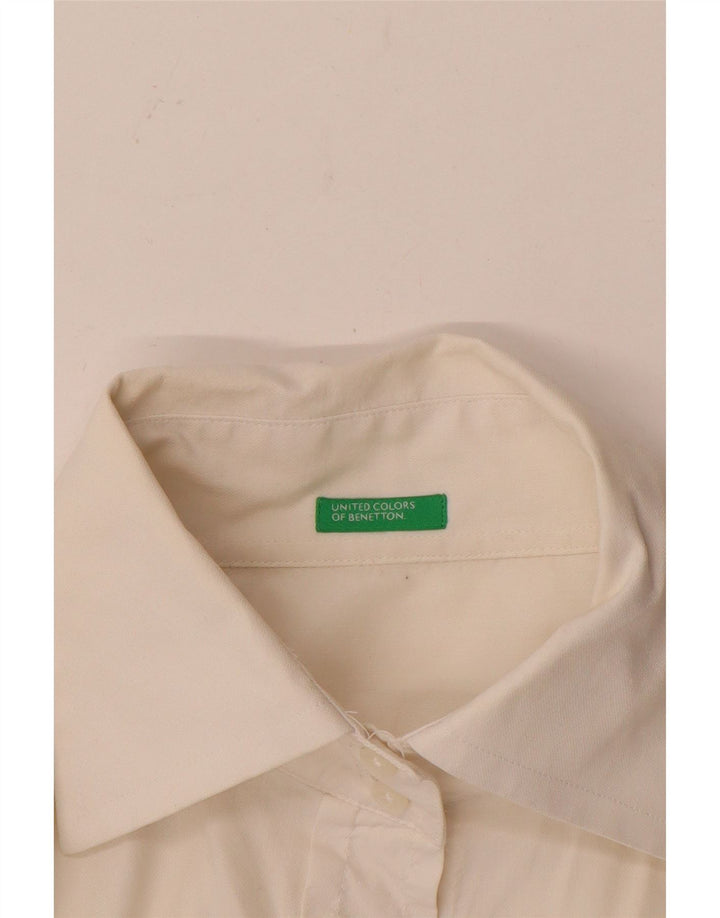 Camisa Benetton Mulher UK 12 Médio Branco