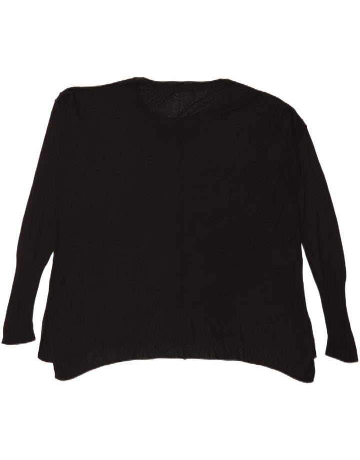 Zara Top feminino oversized manga comprida UK 14 médio preto viscose