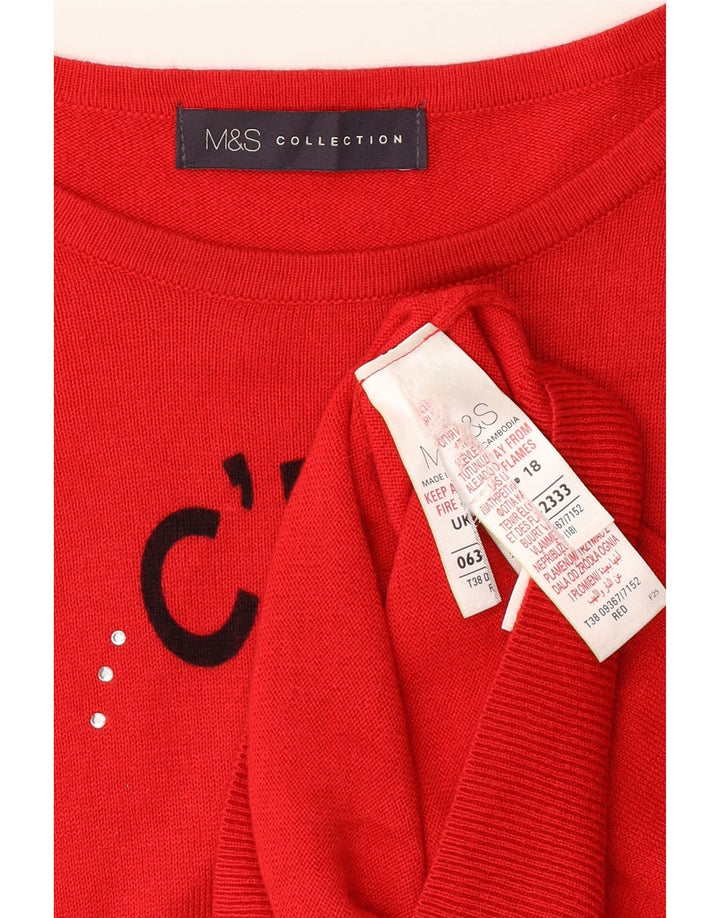 Suéter feminino com gola canoa MARKS & SPENCER Reino Unido 18 XL vermelho