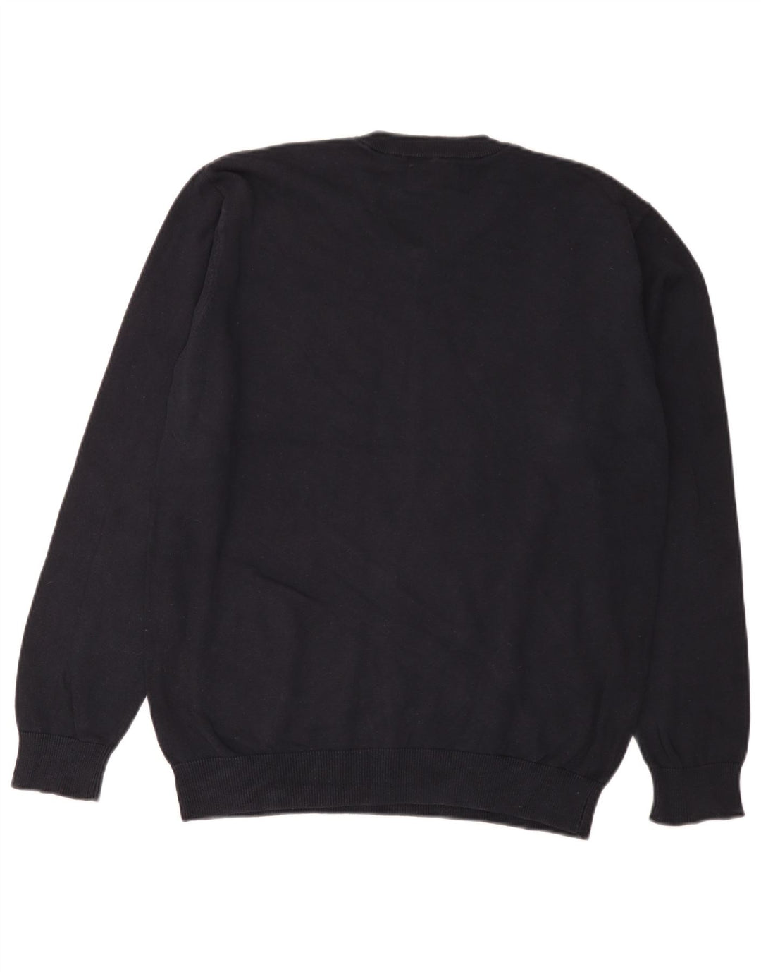 Suéter masculino Pierre Cardin com decote em V, algodão azul marinho médio