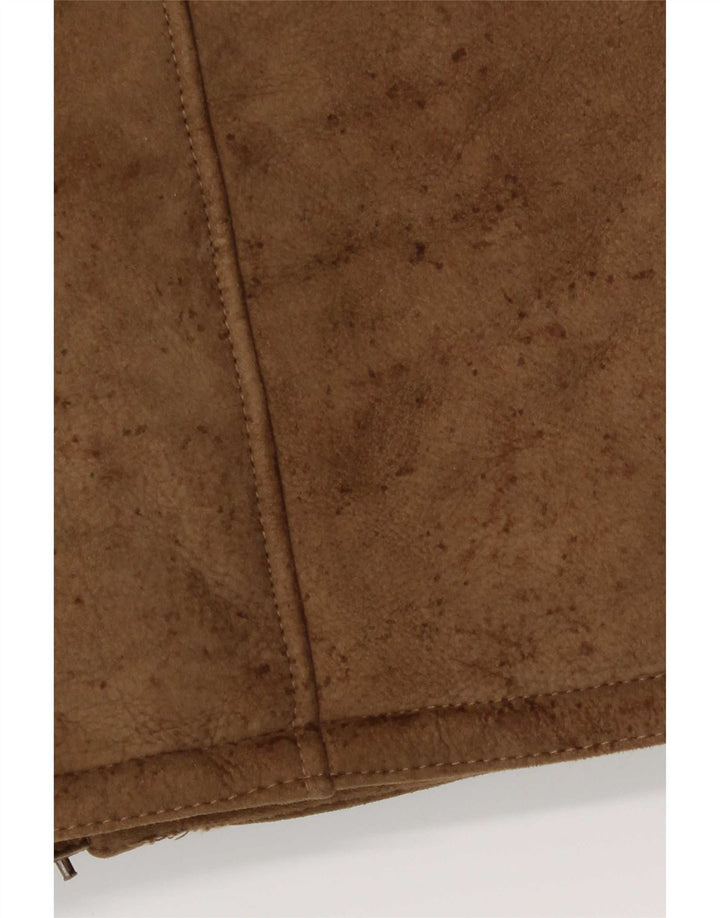 Jaqueta masculina vintage de shearling IT 50 grande marrom