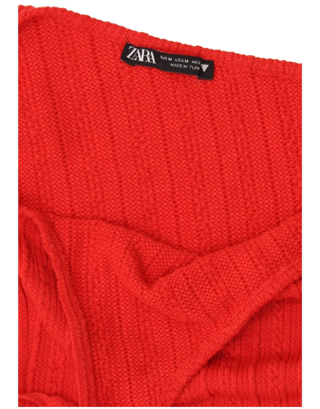 Vestido feminino Zara tricotado com um ombro Reino Unido 12 poliéster laranja médio