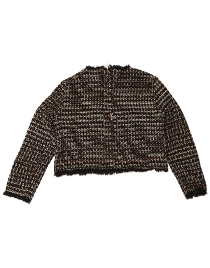 Zara Suéter feminino com gola canoa e listrado médio multicolorido Reino Unido 12