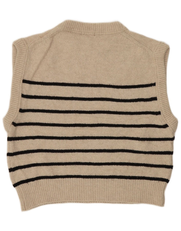 Regata feminina Massimo Dutti cropped grande tamanho Reino Unido 10 pequena listrada bege