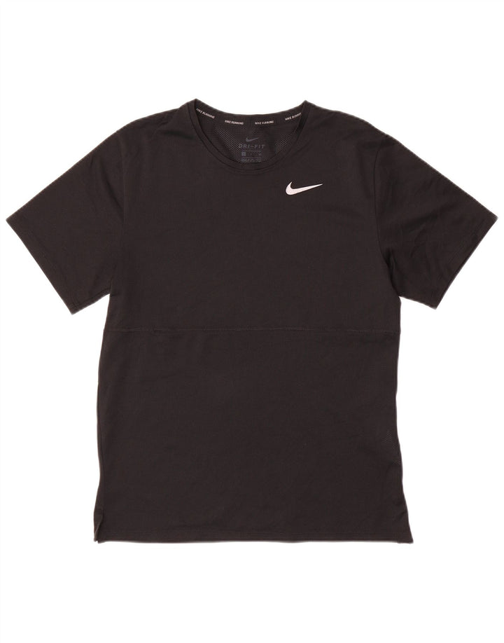 NIKE Mens Dri Fit Camiseta Top Pequeno Poliéster Preto