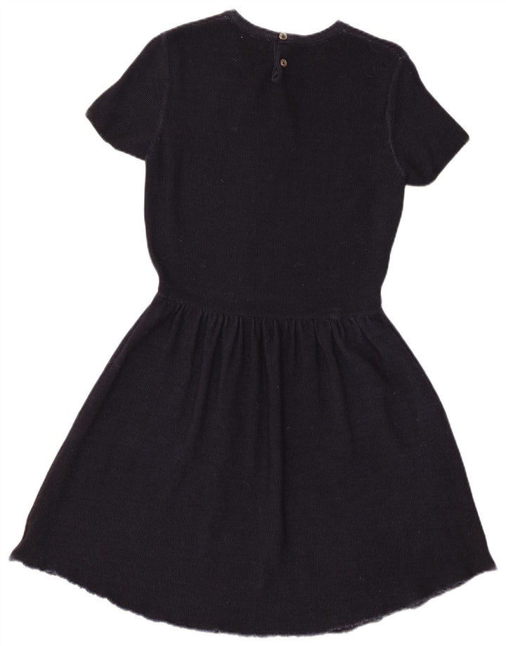 Sun68 Vestido feminino de malha A-Line Reino Unido 14 Lã azul marinho médio
