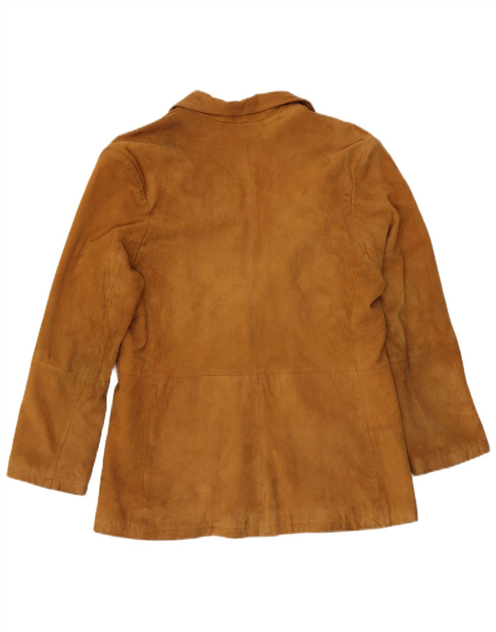 Jaqueta blazer feminina vintage de camurça com 2 botões IT 50 XL marrom