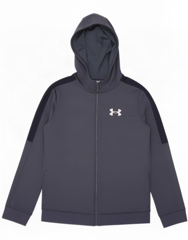 Under Armour Boys Zip Hoodie Sweater 11-12 Years Large Navy Blue
