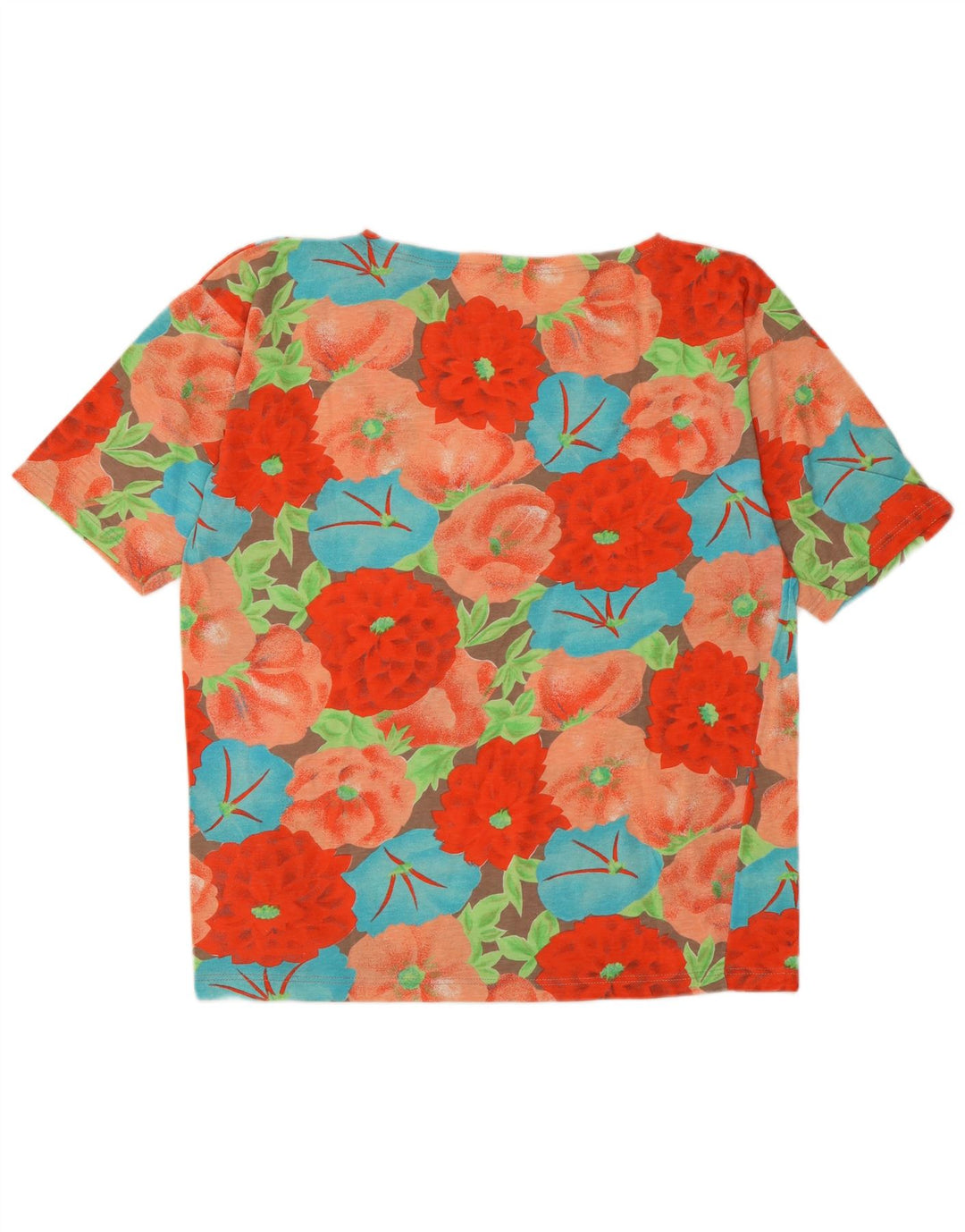 Camiseta feminina vintage com estampa gráfica UK 14 média floral multicolorida