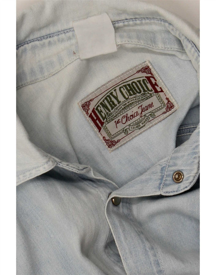 Camisa jeans masculina vintage XL azul