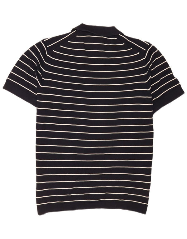 Camisa polo masculina Massimo Dutti XL azul marinho listrado algodão