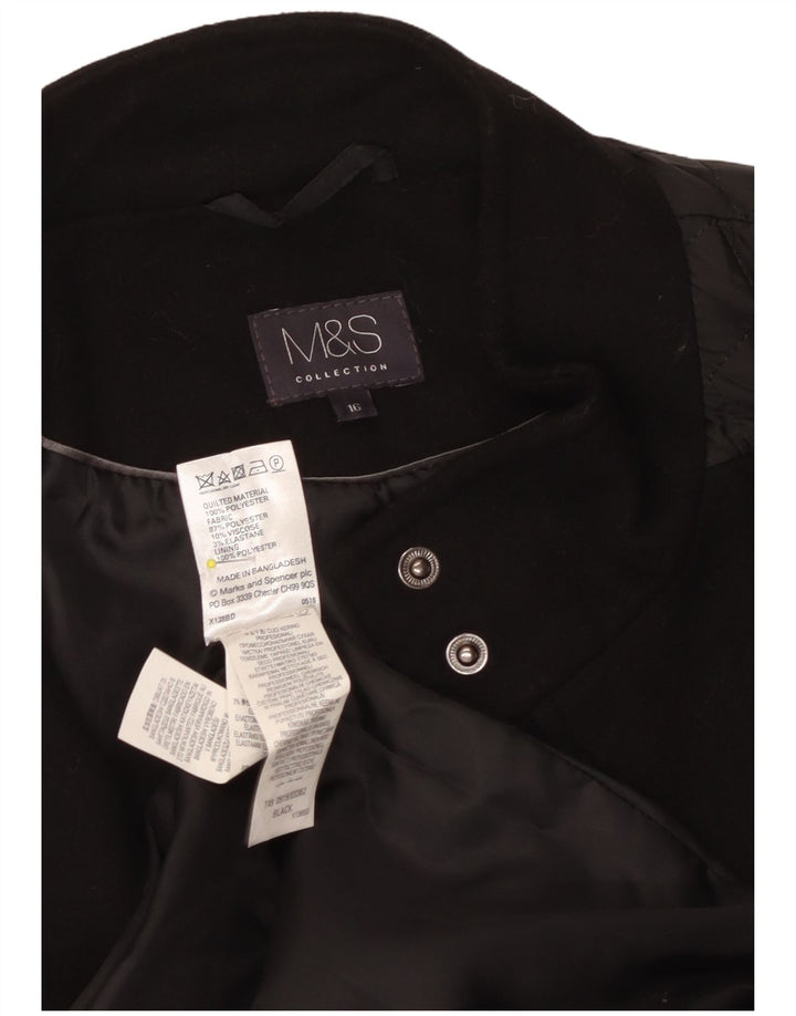 Sobretudo acolchoado feminino Marks & Spencer Reino Unido 16 grande poliéster preto