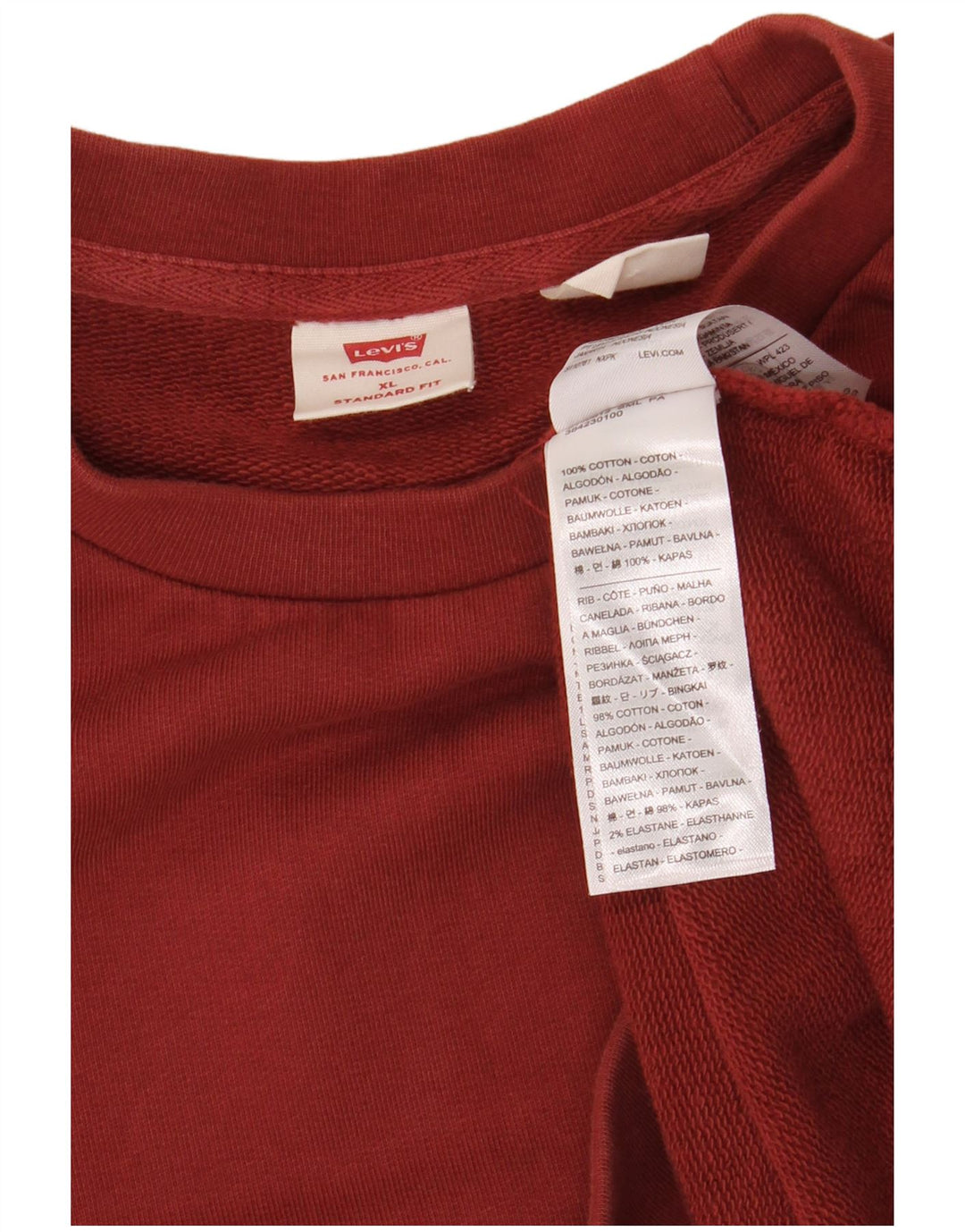 Moletom masculino LEVI'S com ajuste padrão gráfico XL marrom algodão