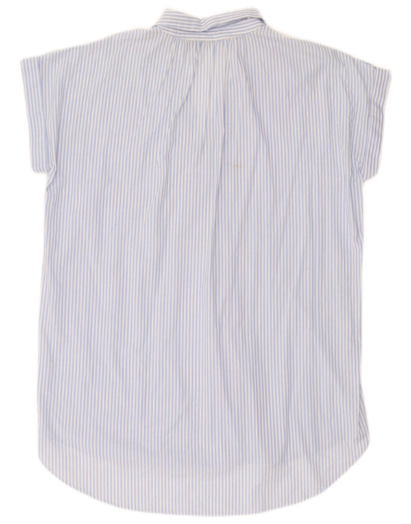 Vestido túnica oversized feminino Zara Reino Unido 14 risca de giz azul médio