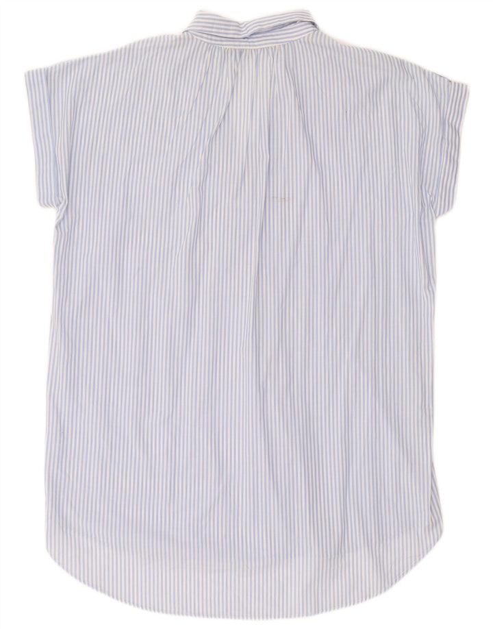 Vestido túnica oversized feminino Zara Reino Unido 14 risca de giz azul médio