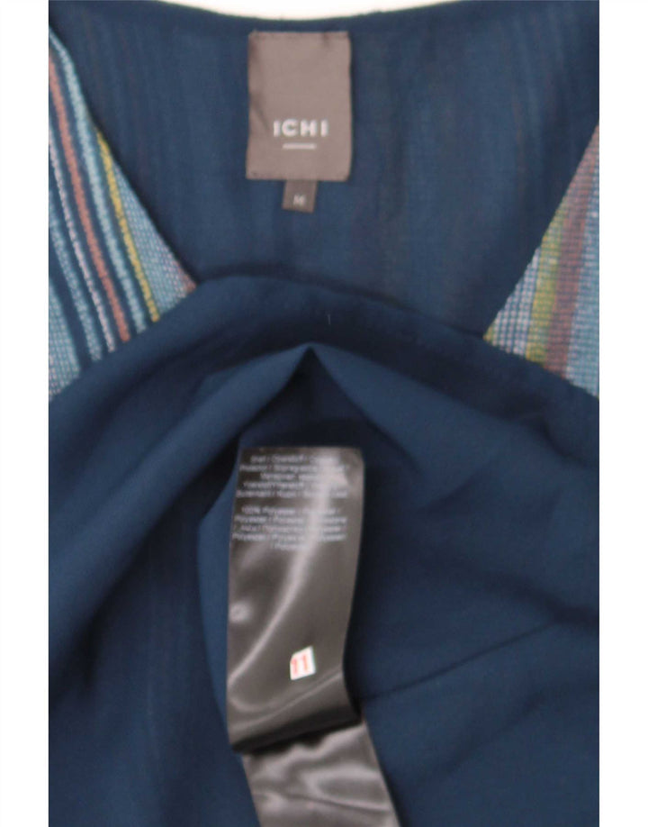 Vestido feminino Ichi A-Line UK 14 poliéster listrado azul médio