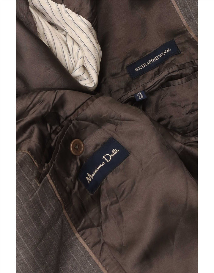 Jaqueta blazer masculina Massimo Dutti com 2 botões EU 58 2XL cinza risca de giz lã