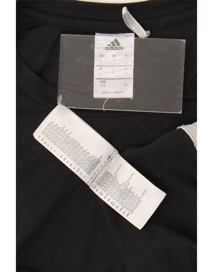 ADIDAS Mens Climalite T-Shirt Top Grande Preto Colourblock Poliéster