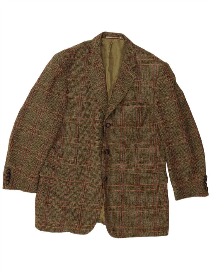 Jaqueta blazer masculina de 3 botões John Hanly&Co Ltd IT 54 2XL cáqui xadrez