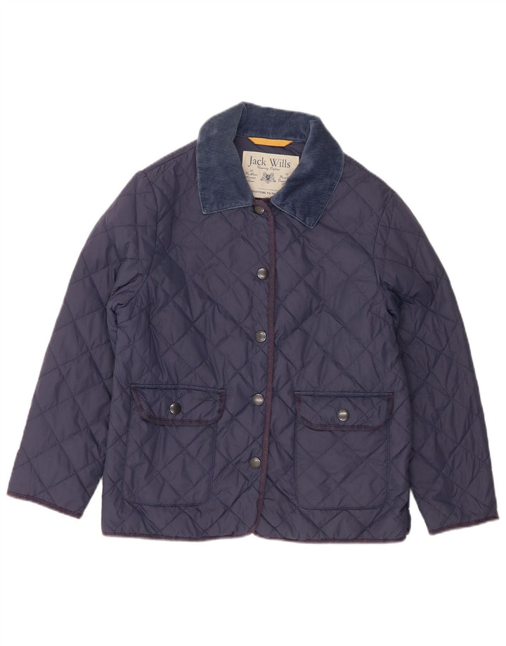 Jaqueta acolchoada feminina Jack Wills Reino Unido 14 nylon azul marinho médio