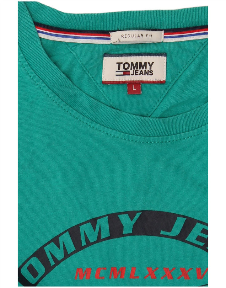 Tommy Hilfiger Camiseta masculina regular fit gráfica top grande turquesa