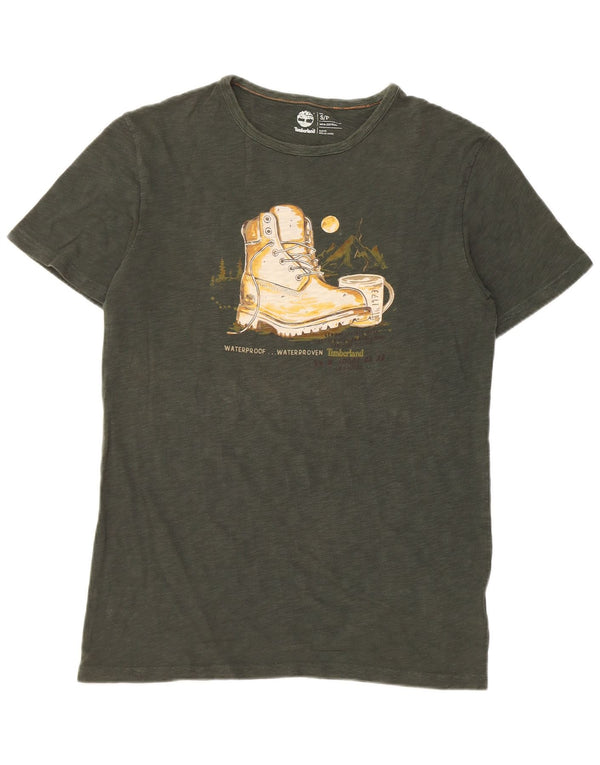 Camiseta masculina Timberland Slim Fit Graphic Top Pequeno Algodão Cáqui