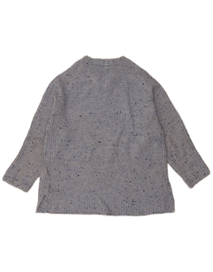 Suéter feminino Marks & Spencer com gola redonda Reino Unido 14 médio azul manchado