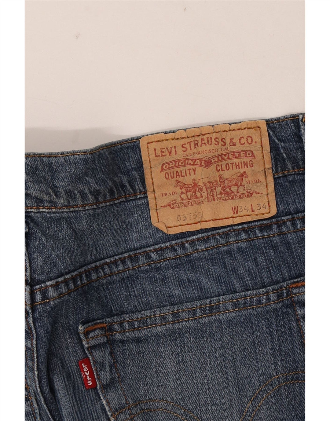 Calça jeans reta masculina Levi's desgastada W34 L30 azul