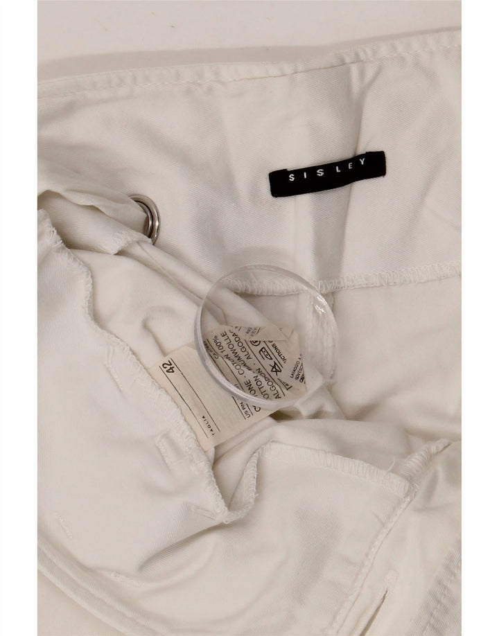 Sisley Bermuda cargo feminina IT 42 médio W32 algodão branco