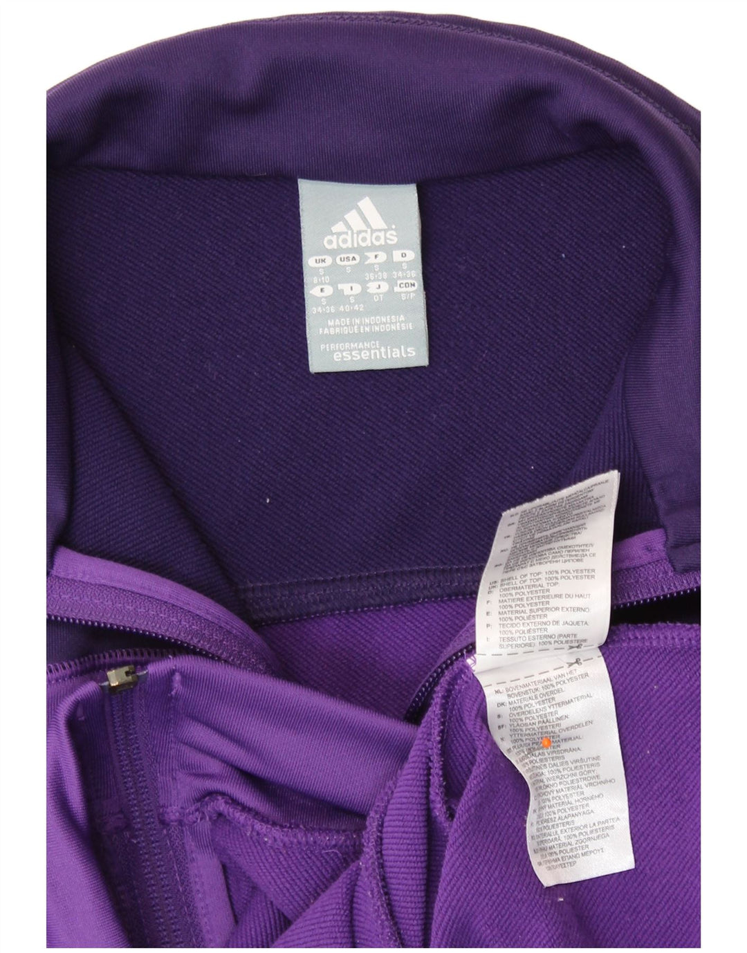 Adidas Womens Tracksuit Top Jacket UK 8/10 Pequeno Roxo Poliéster