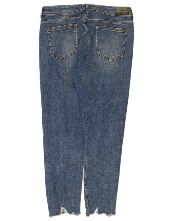 Zara Calça Jeans Skinny Feminina Crop Distressed EU 40 Médio W30 L26 Azul