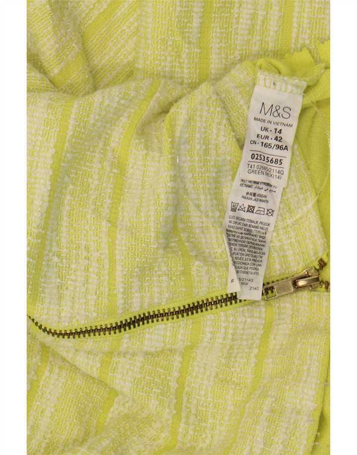 Top feminino Marks & Spencer manga 3/4 Reino Unido 14 poliéster listrado verde grande