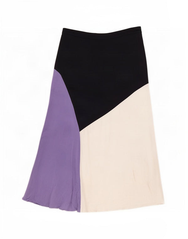 Max&Co. Saia feminina evasê UK 10 pequena W27 branca colorblock viscose