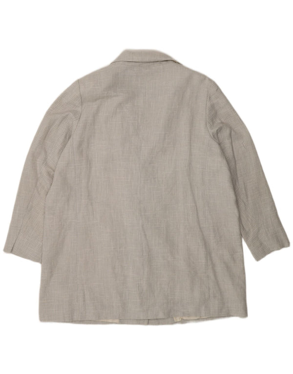Casaco feminino Marks & Spencer com peito duplo UK 20 2XL poliéster xadrez azul