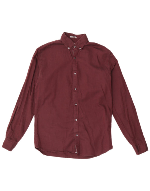 Camisa masculina Slim Fit Jack & Jones XS de algodão marrom
